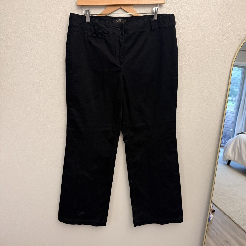 TALBOTS Petite Curvy 14 chino wide leg cotton black work dress pants travel